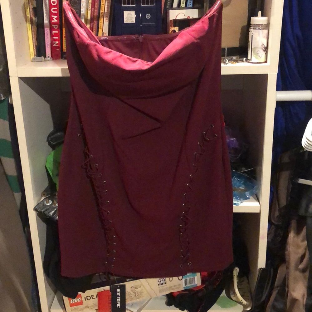 Forever 21+ Burgundy Lace-Up Mini Dress